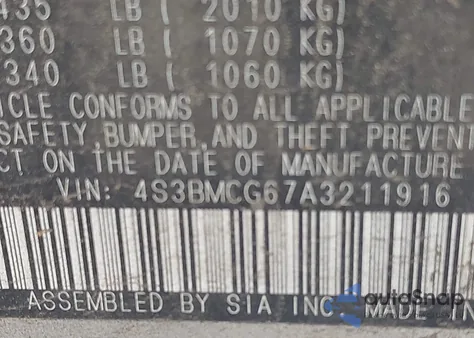 2010 Subaru Legacy 2.5I Premium из США, поврежденный, VIN 4S3BMCG67A3211916